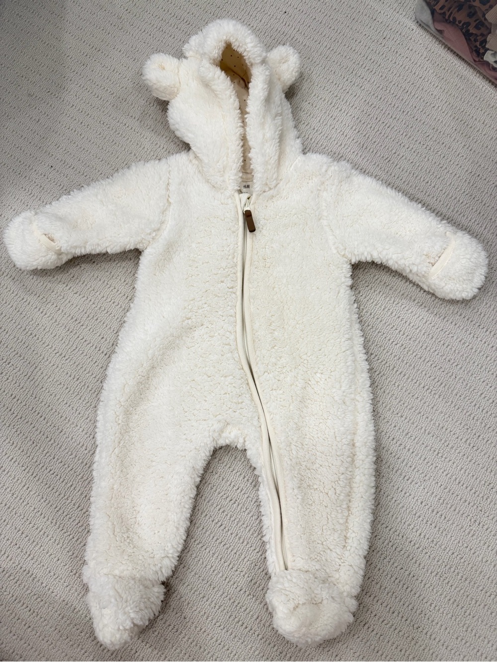 H&M Cream Teddy Fleece One-Piece